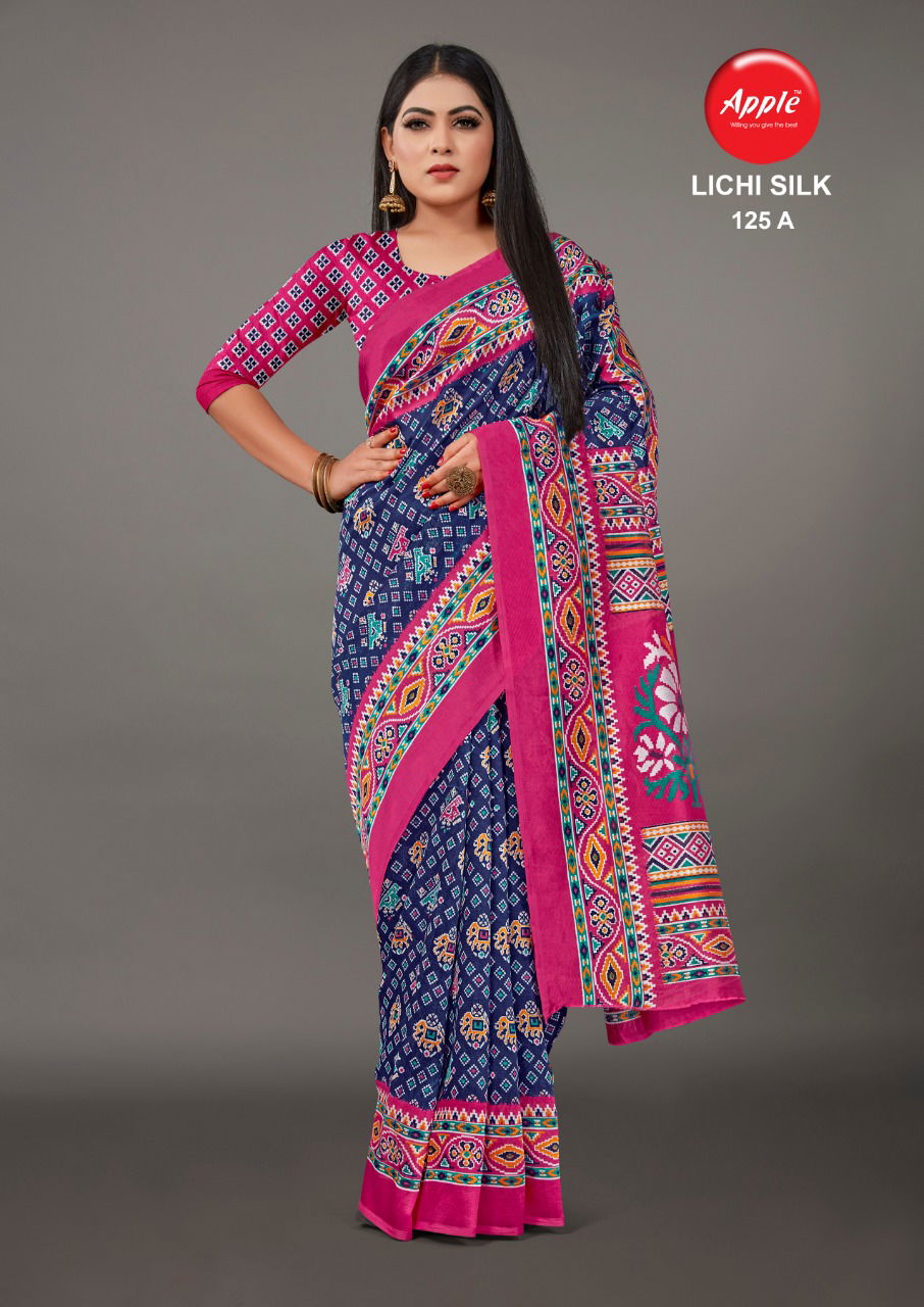 Apple Lichi Silk 125 Regular Wear Printed Latest Silk Saree Collection